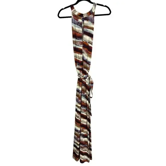 Ilse Jacobsen Multi Abstract Print Soul Fade Sleeveless Halter Belted Dress XS - Picture 6 of 6